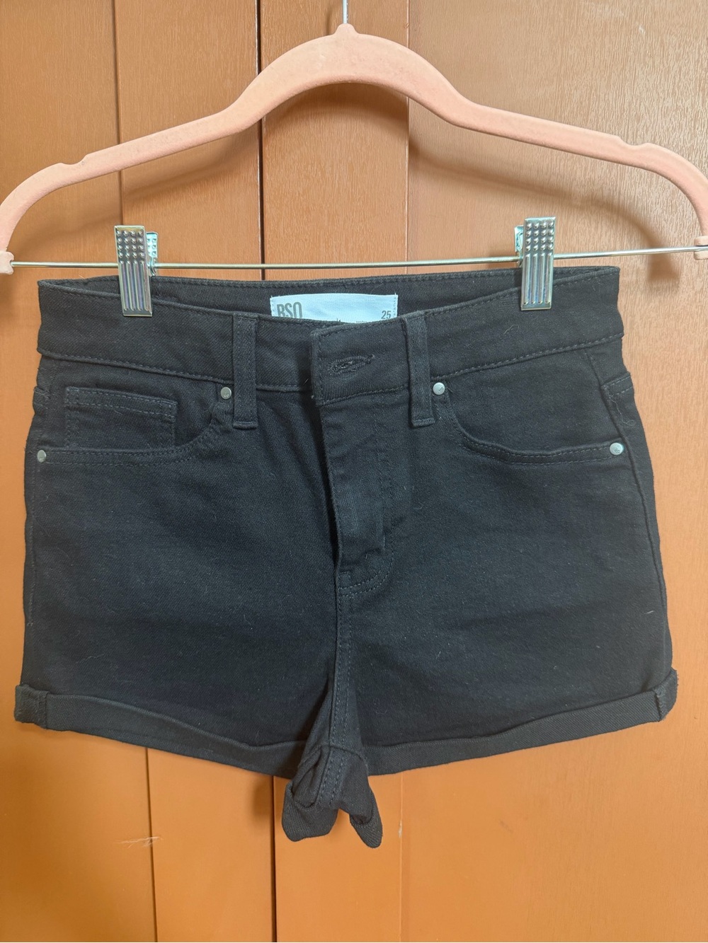 RSQ High Rise Cuff Black Denim Shorts Size 25
